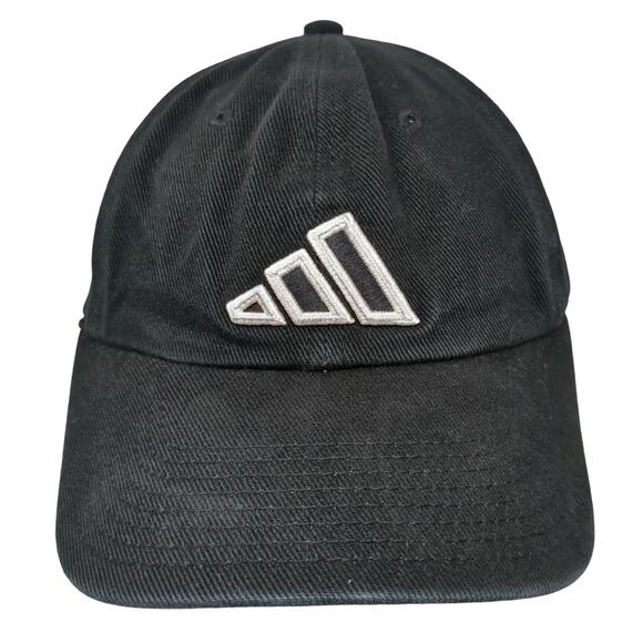 Adidas Strapback Hat Black One Size Adjustable Embroidered 6 Panel Cotton - Picture 1 of 10